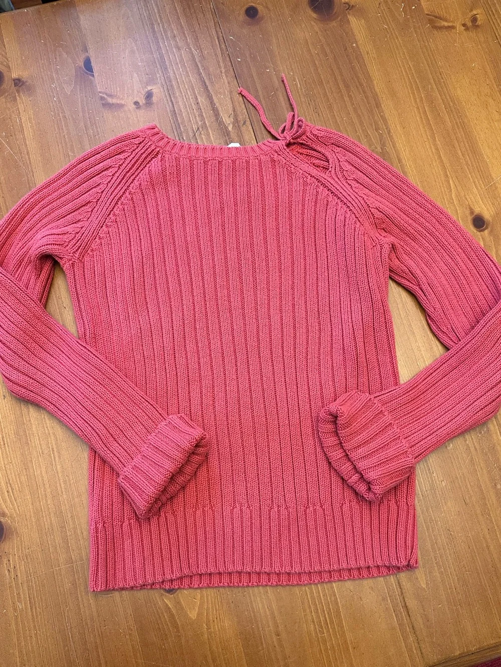 Vintage J Crew coral fisherman’s ribbed knit sweater sz M rind like small